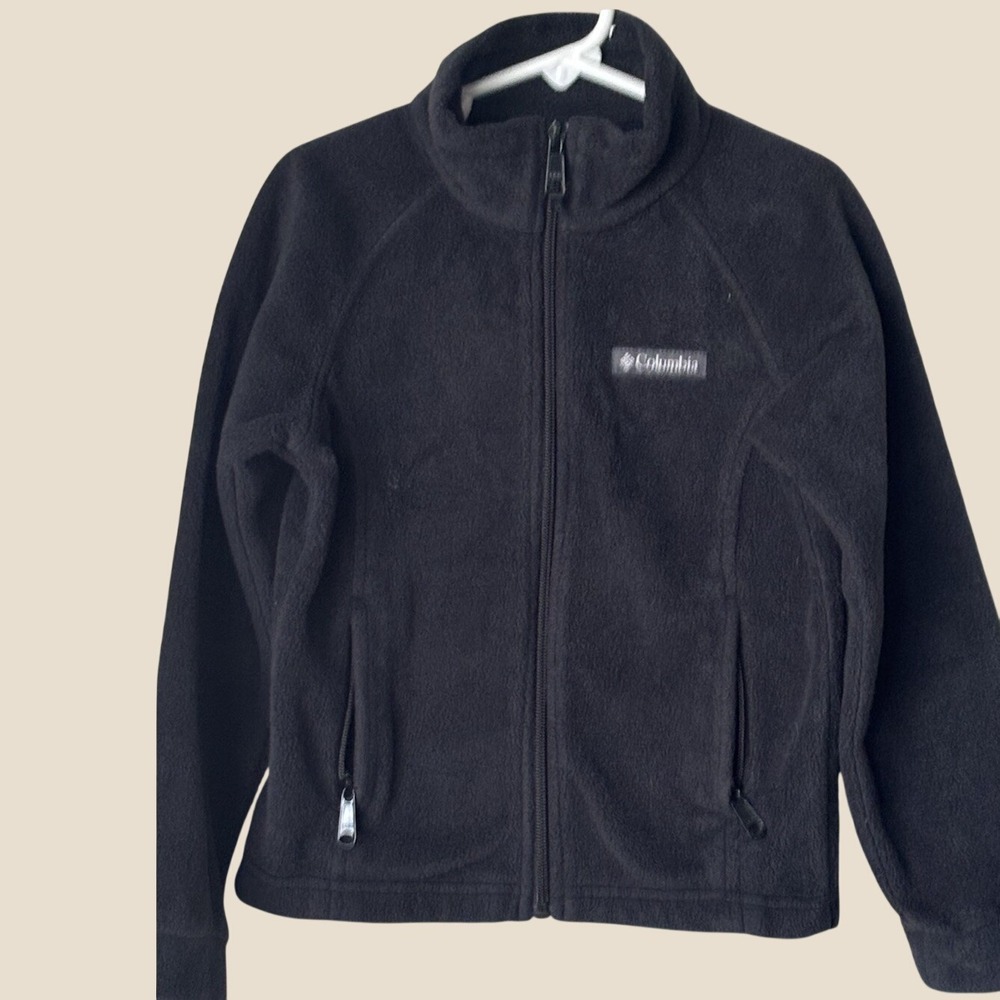 Columbia Girls Benton Fleece Jacket Zipper Front Black S XS